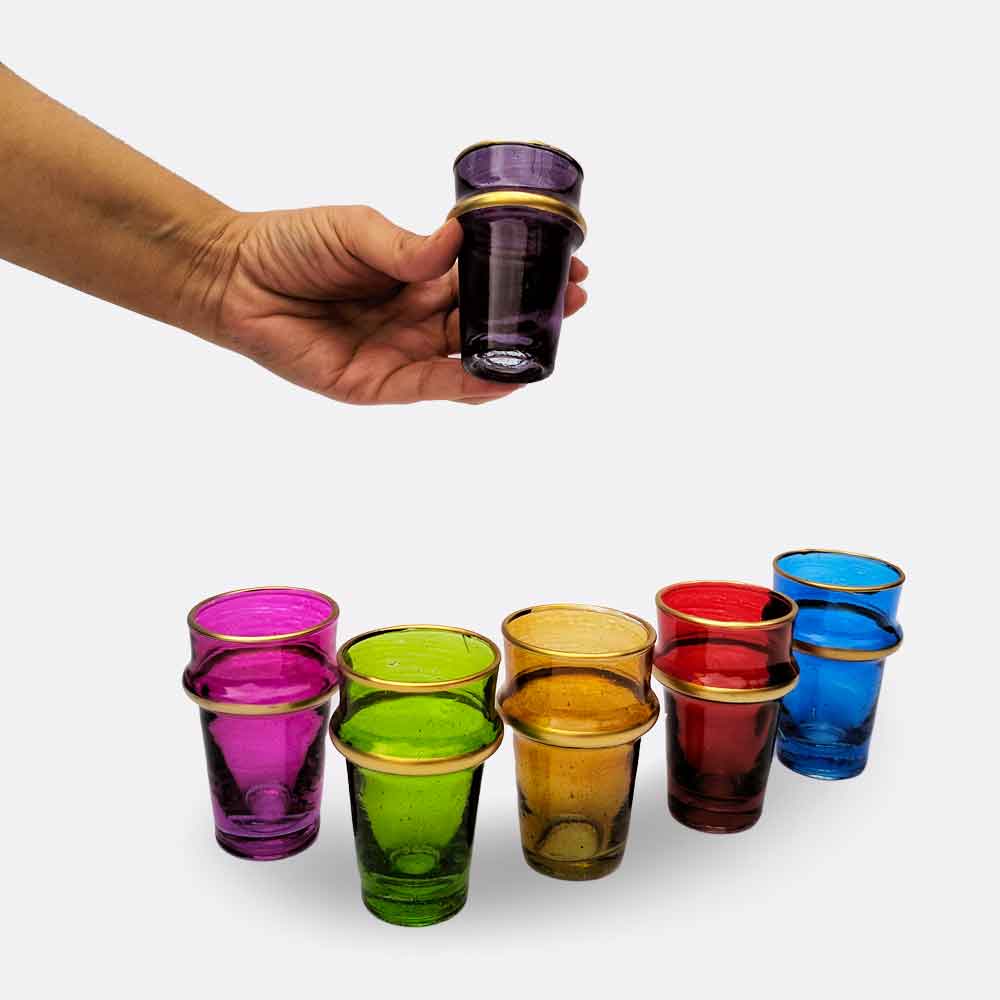 Multicolor Moroccan Beldi Tea Glasses Set of 6 – Recycled Glass Collection image 6