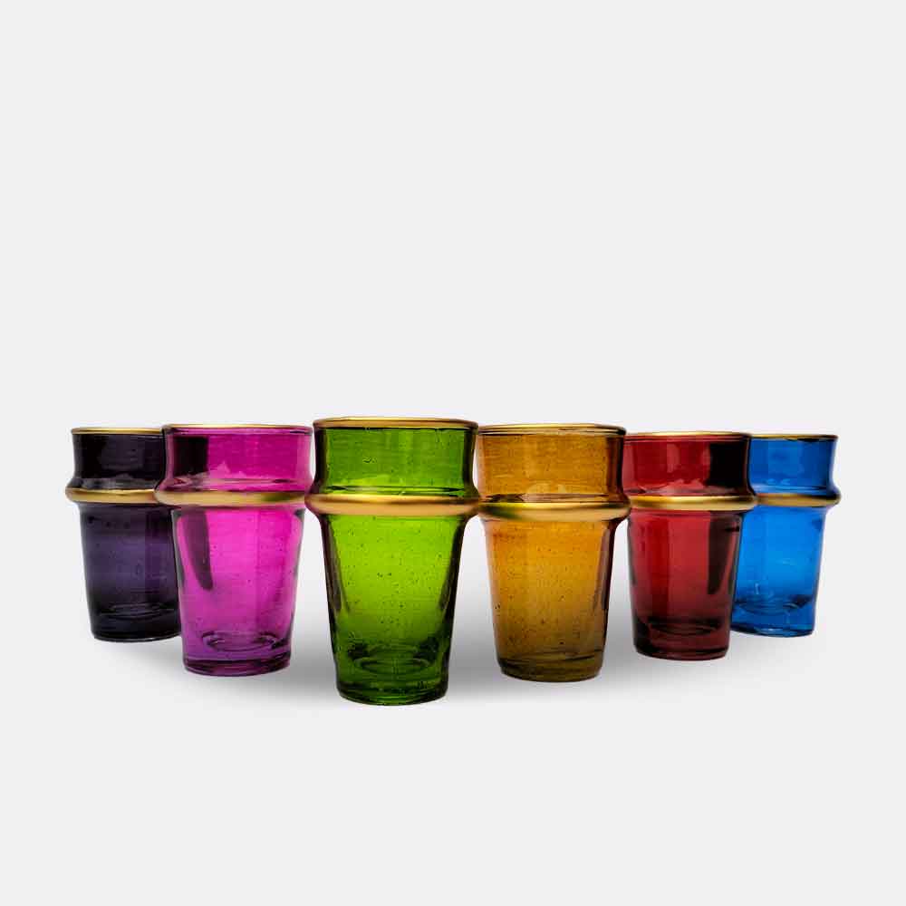 Multicolor Moroccan Beldi Tea Glasses Set of 6 – Recycled Glass Collection image