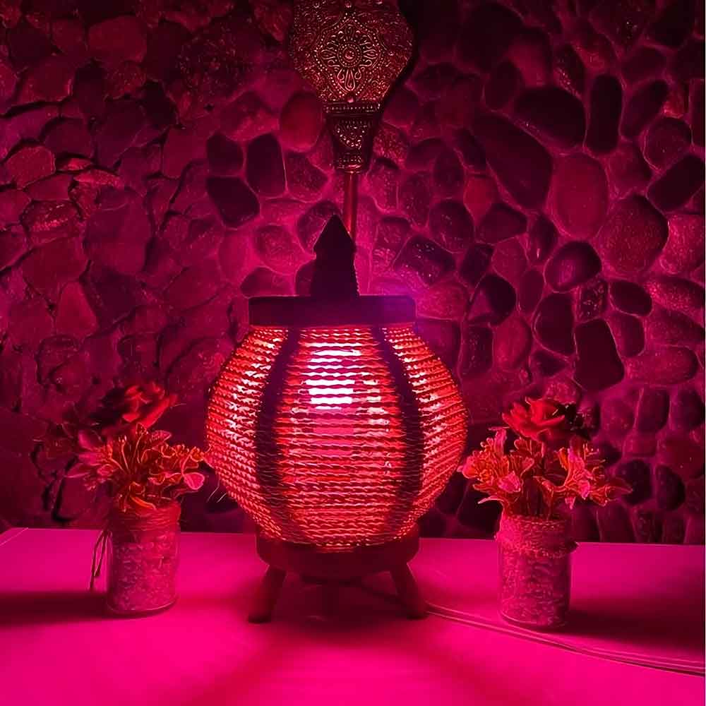 Round Straw Table Lamp with Lemon Wood Base – Handwoven Natural Lighting image 9