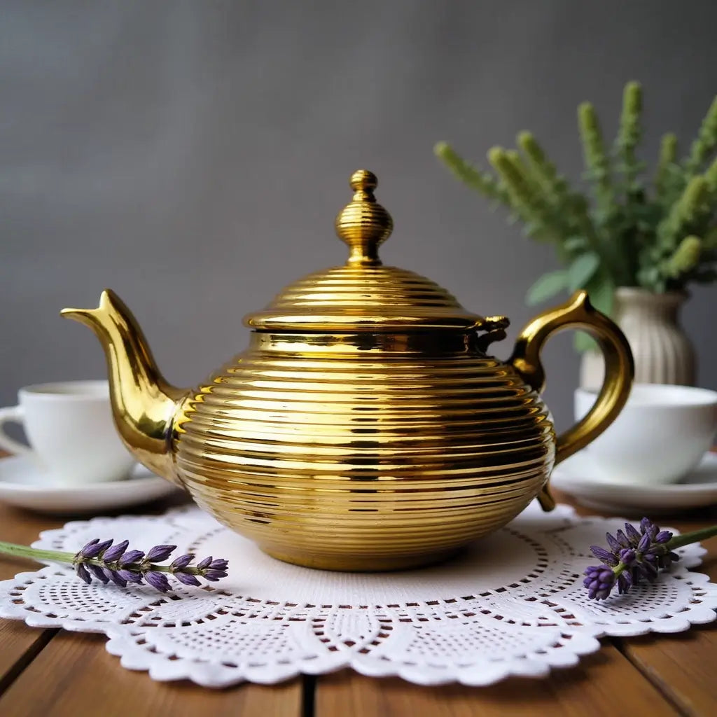 Silver-Plated Ribbed Teapot – Contemporary Moroccan Tea Service image 3