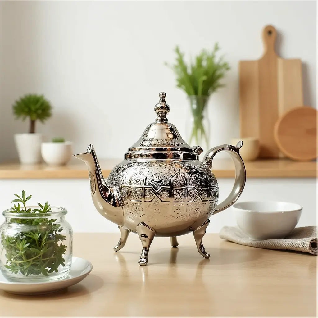 Large Engraved Silver Teapot – Hand-Carved 8-12 Servings image 2