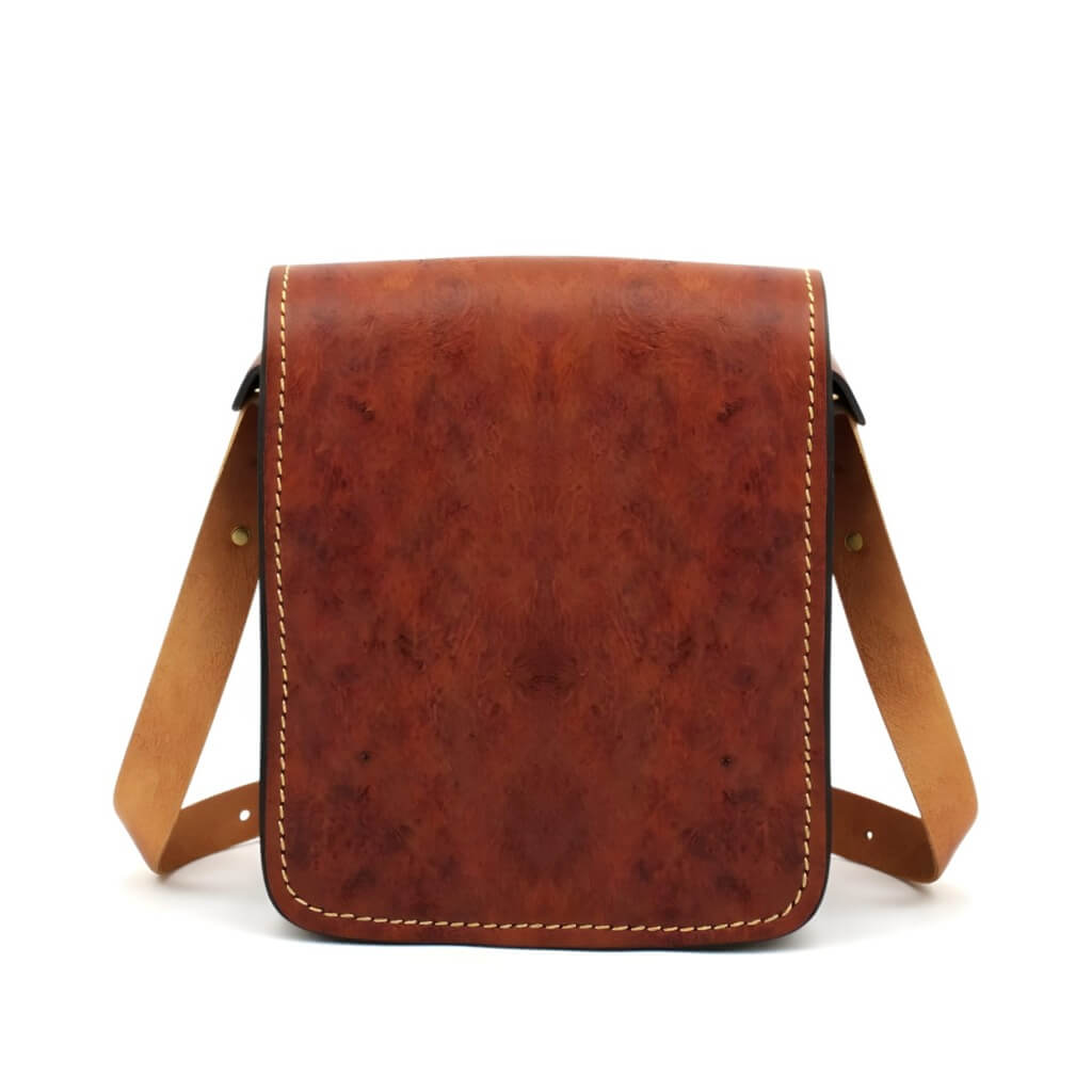 Cognac Leather Crossbody Purse – Handcrafted Everyday Bag image