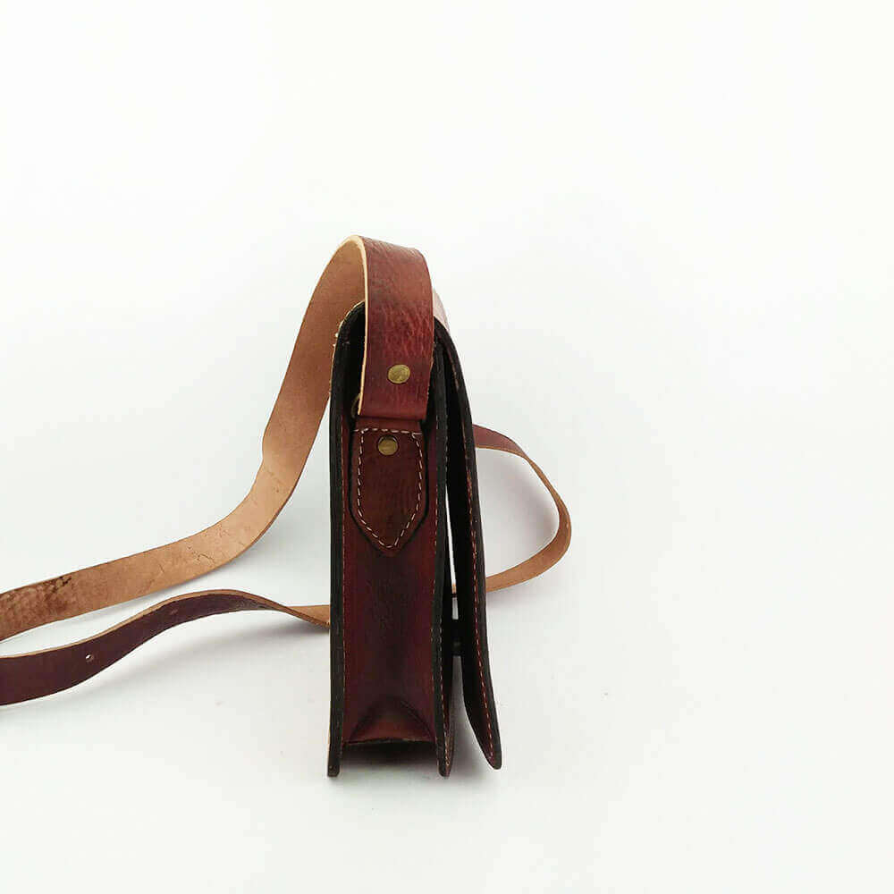 Cognac Leather Crossbody Purse – Handcrafted Everyday Bag image
