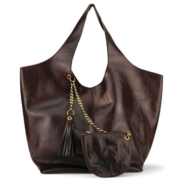 Dark Brown Leather Handbag & Wallet Set – Handcrafted 36cm image