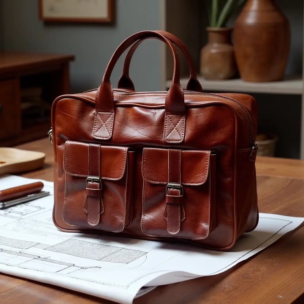 Atlas Leather Laptop Messenger Bag – Professional Briefcase with Brass Hardware image 12