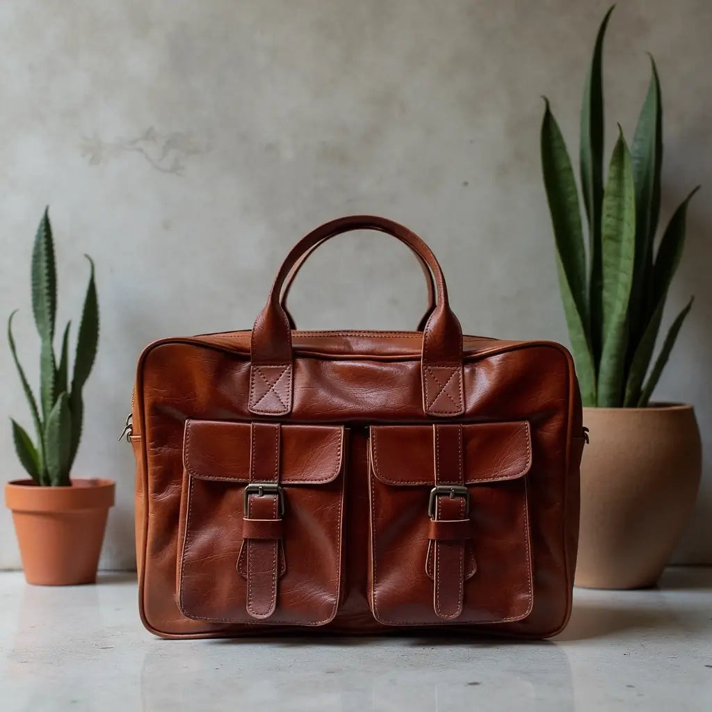 Atlas Leather Laptop Messenger Bag – Professional Briefcase with Brass Hardware image 5