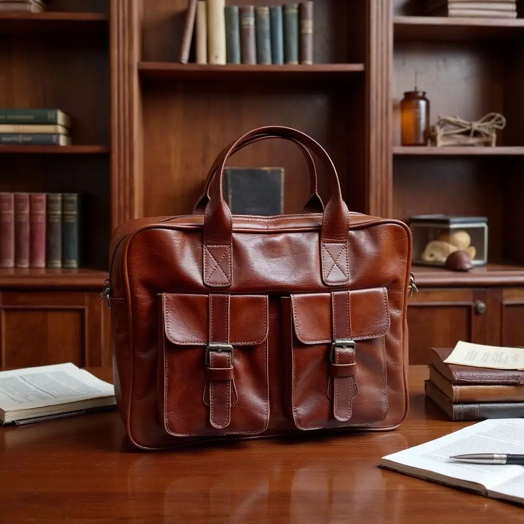 Atlas Leather Laptop Messenger Bag – Professional Briefcase with Brass Hardware image 7