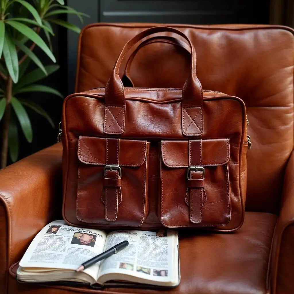 Atlas Leather Laptop Messenger Bag – Professional Briefcase with Brass Hardware image 8