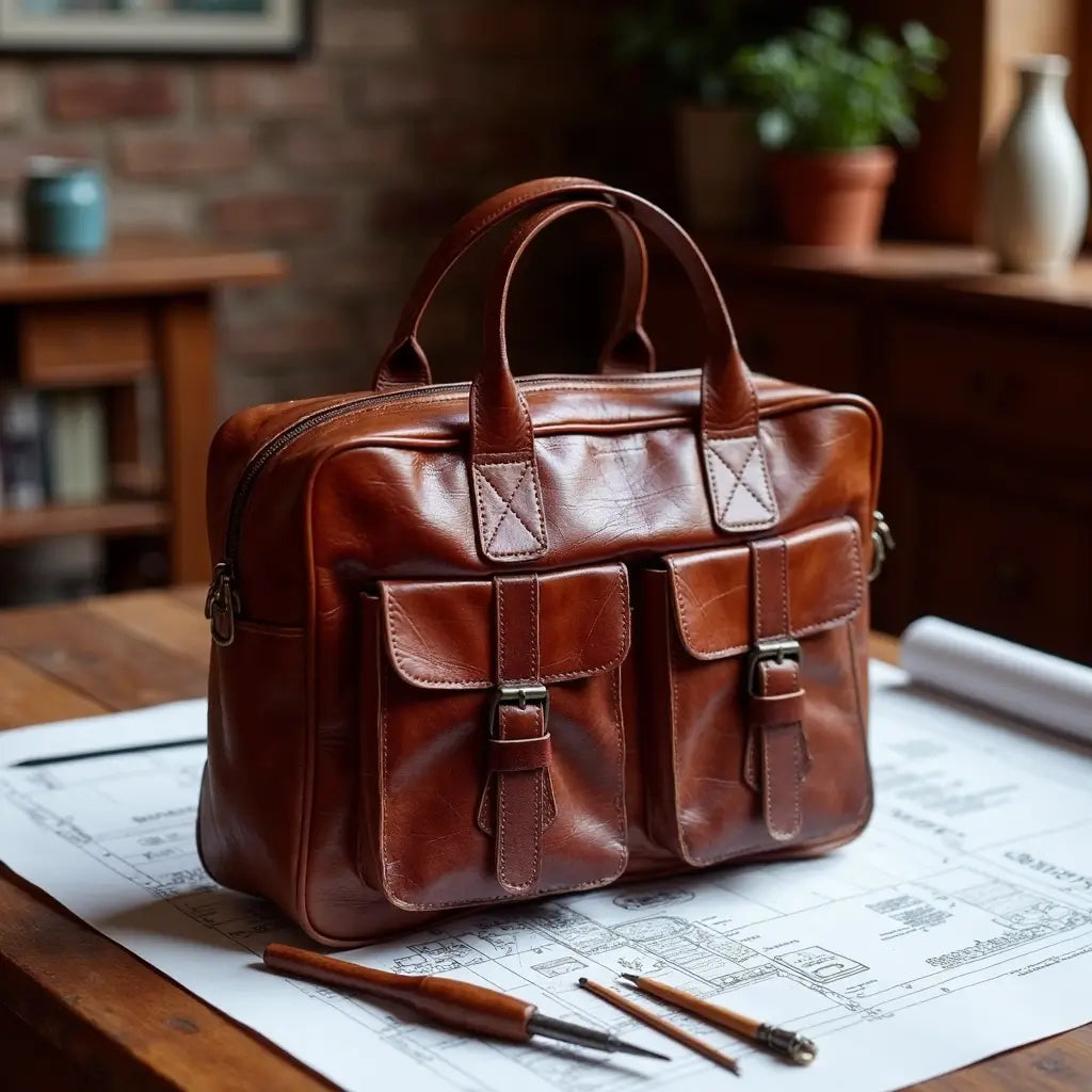 Atlas Leather Laptop Messenger Bag – Professional Briefcase with Brass Hardware image 11