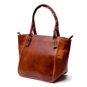 Handmade Brown Leather Tote Bag with Zipper – Professional Carryall image