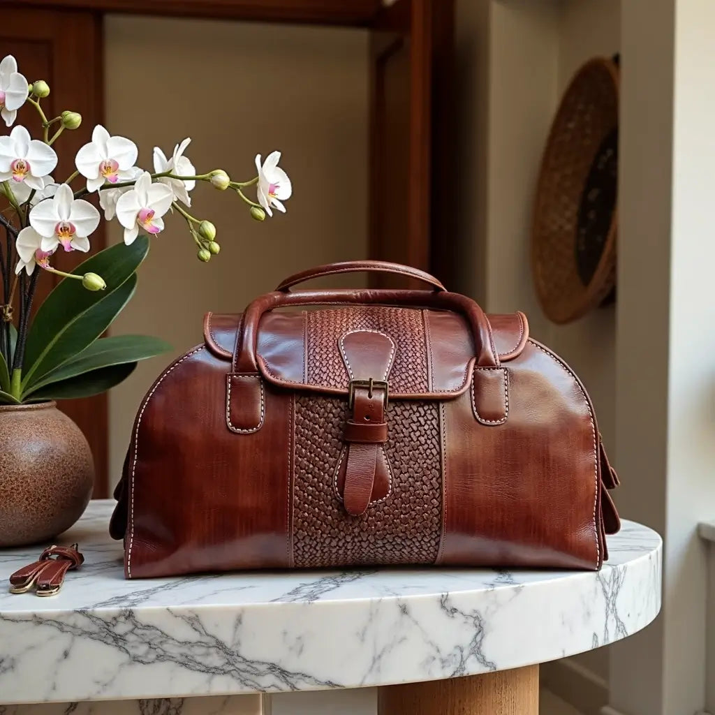 Brown Leather Travel Bag For Men – Handcrafted Weekender Duffel image 7