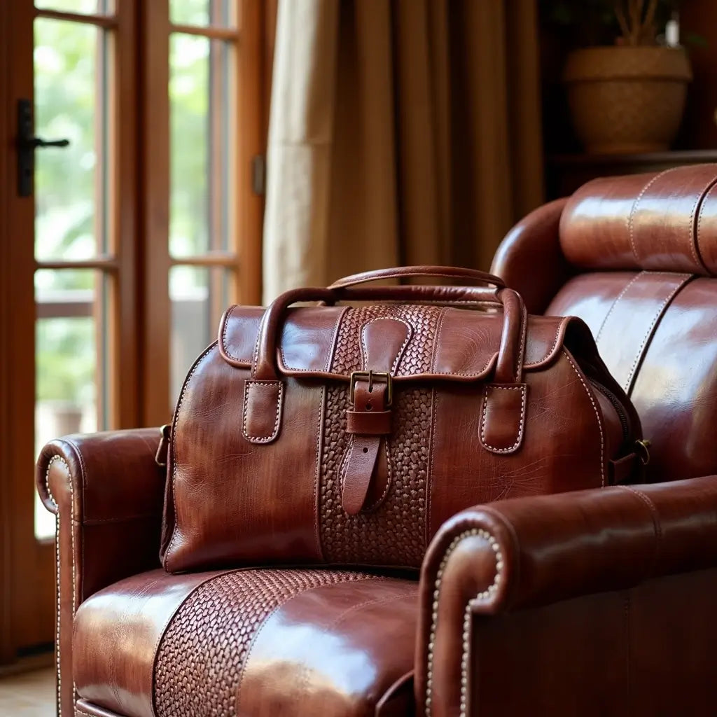 Brown Leather Travel Bag For Men – Handcrafted Weekender Duffel image 5