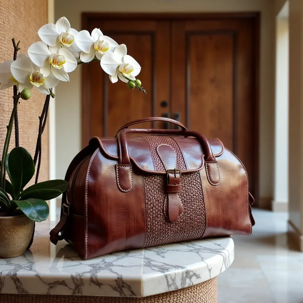 Brown Leather Travel Bag For Men – Handcrafted Weekender Duffel image 8