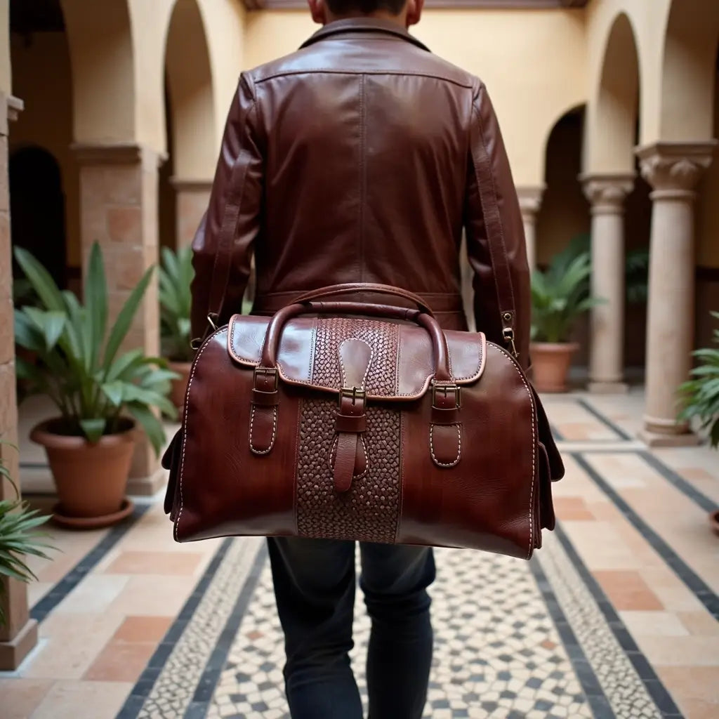 Brown Leather Travel Bag For Men – Handcrafted Weekender Duffel image 4
