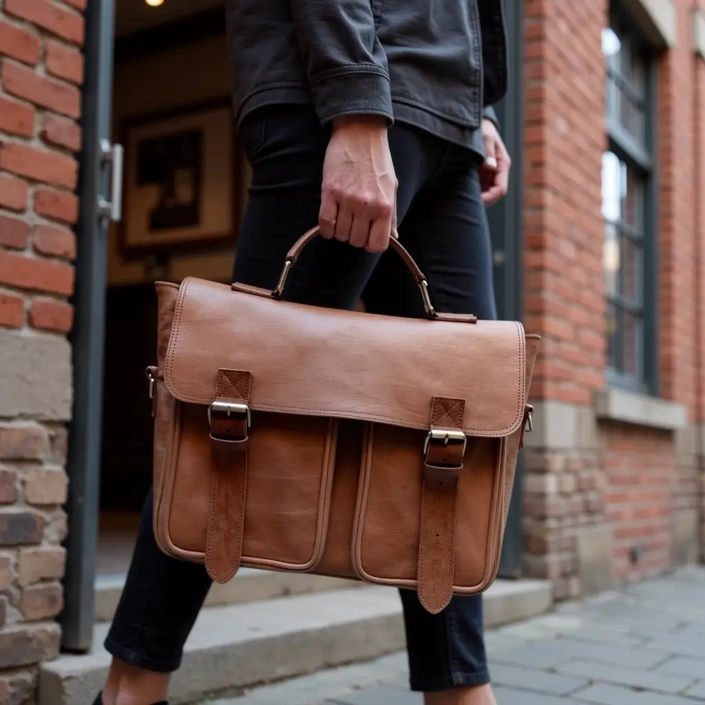 Casablanca Mens Leather Shoulder Bag – Handcrafted Professional Satchel image