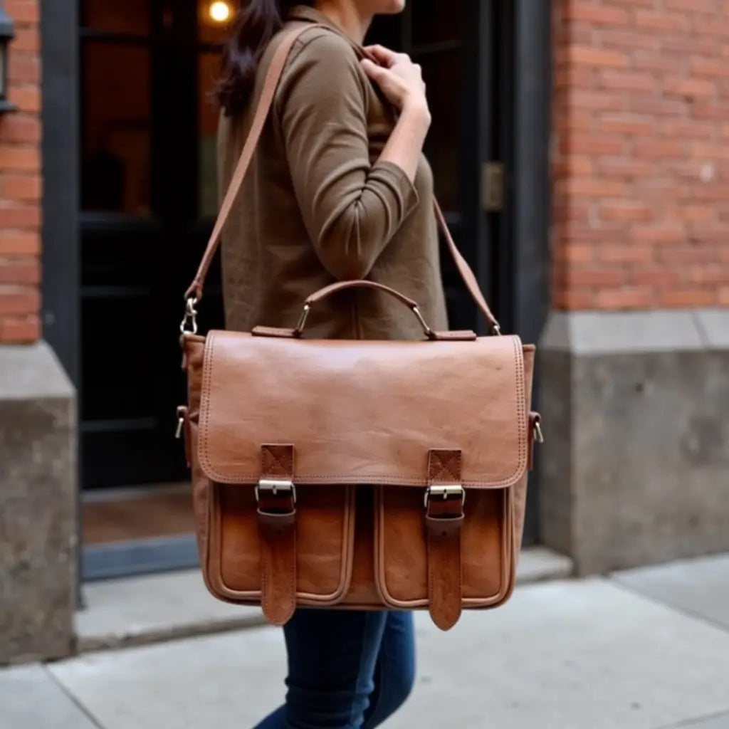 Casablanca Mens Leather Shoulder Bag – Handcrafted Professional Satchel image 3