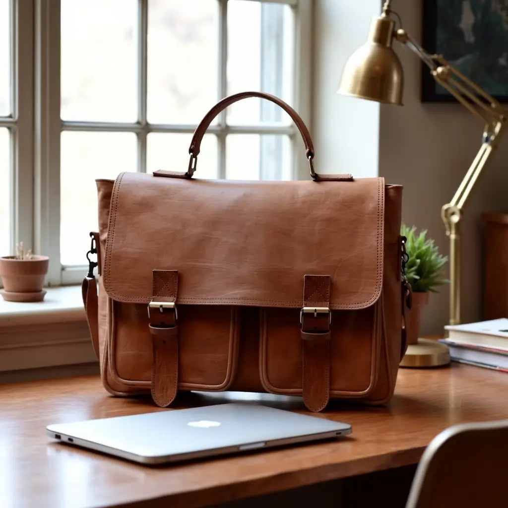 Casablanca Mens Leather Shoulder Bag – Handcrafted Professional Satchel image 8