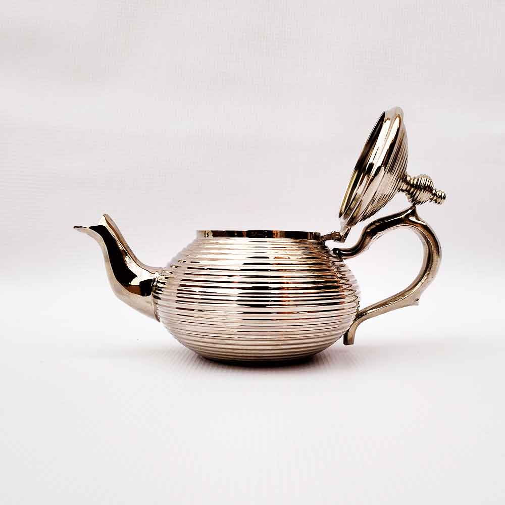 Silver-Plated Ribbed Teapot – Contemporary Moroccan Tea Service image 7