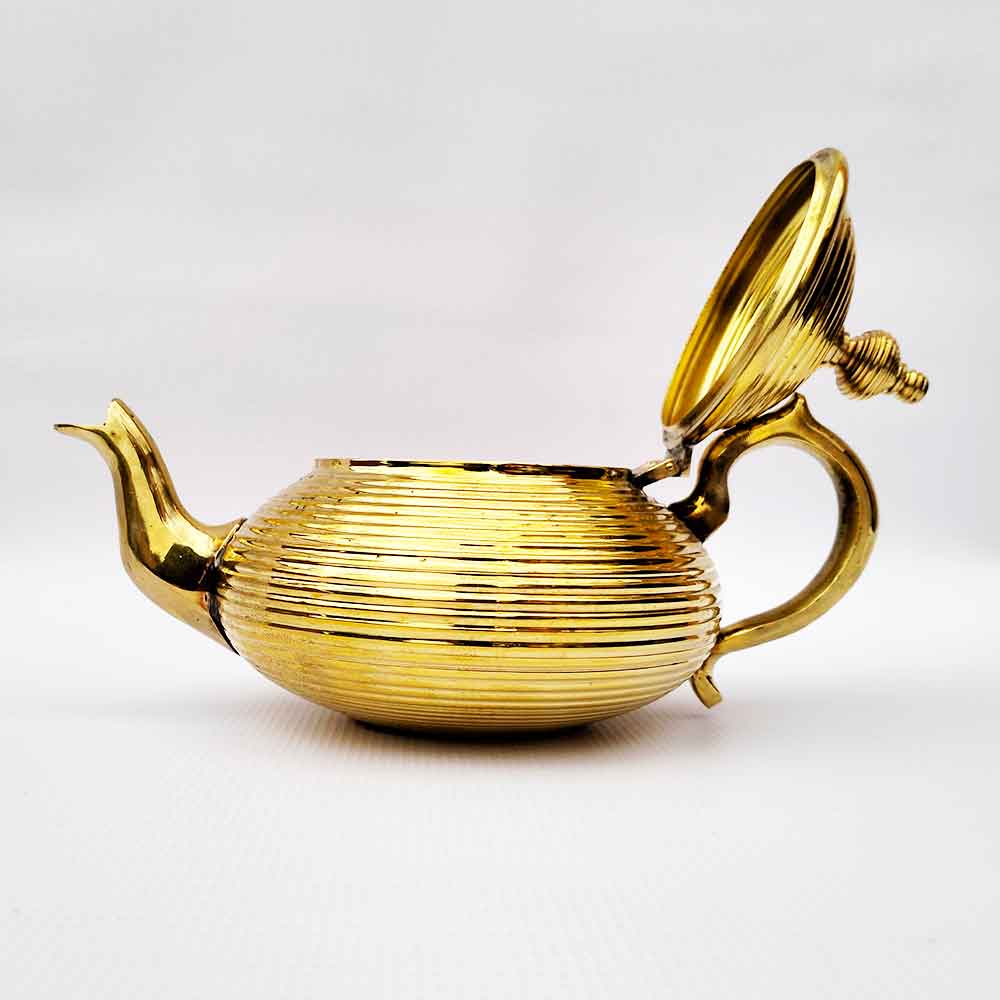 Silver-Plated Ribbed Teapot – Contemporary Moroccan Tea Service image 8
