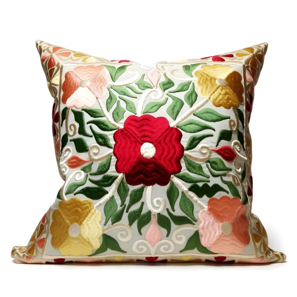 Floral Embroidered Cotton Pillow Covers Set of 2 – Handcrafted Cushions image 7