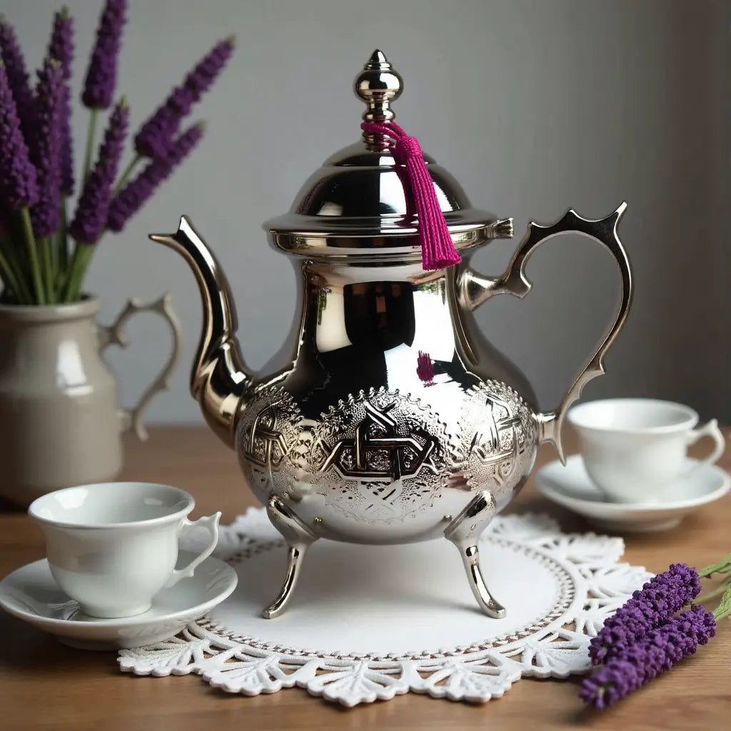 Silver-Plated Engraved Teapot 1.5L – Footed 12-Cup Design image