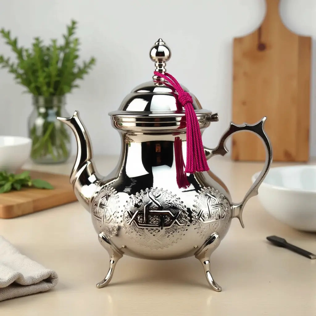 Silver-Plated Engraved Teapot 1.5L – Footed 12-Cup Design image 4