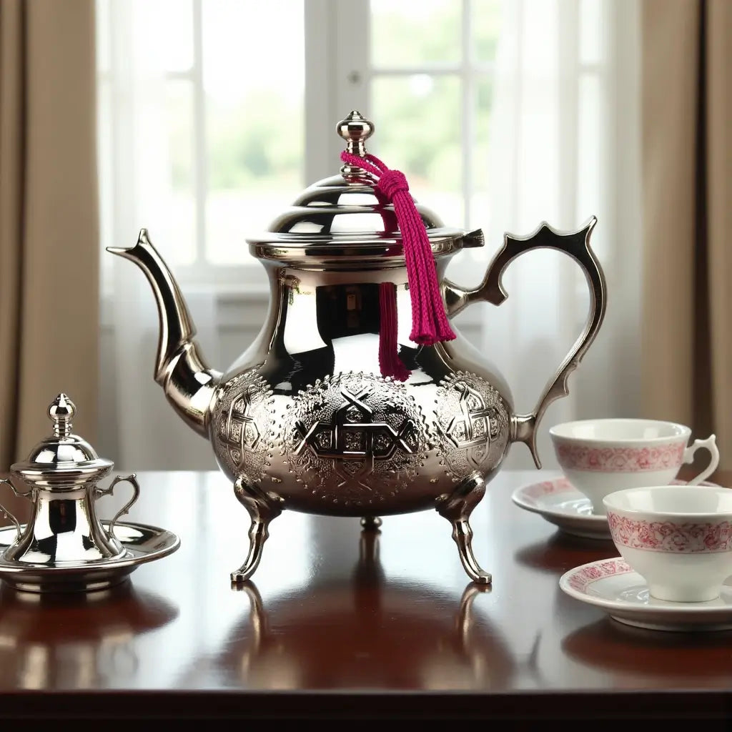 Silver-Plated Engraved Teapot 1.5L – Footed 12-Cup Design image 3