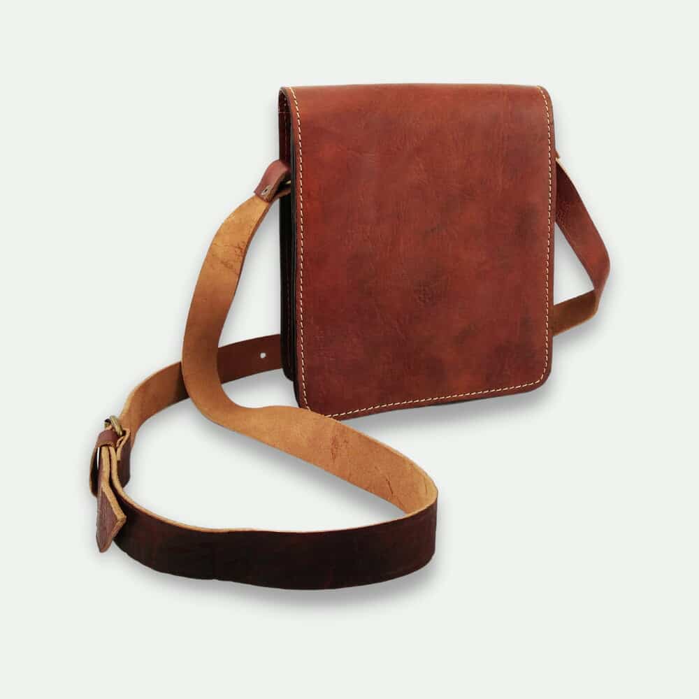 Cognac Leather Crossbody Purse – Handcrafted Everyday Bag image 3