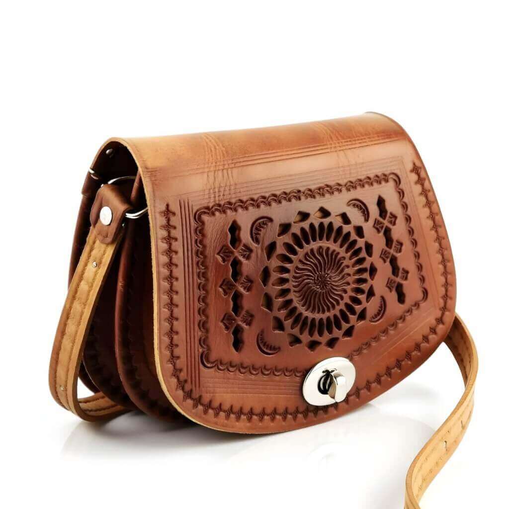 Cognac Leather Crossbody Purse – Handcrafted Everyday Bag image 5