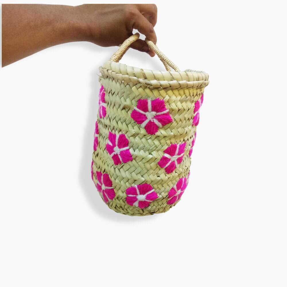 Small Straw Bag – Handwoven Floral Pattern Mini Tote for Beach & Market image 6