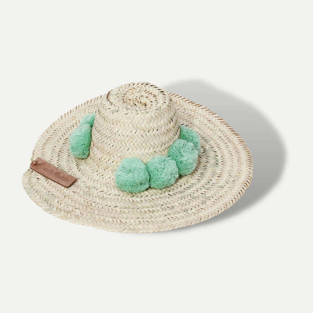 Set Of 2 Handwoven Moroccan Pompom Straw Beach Hat image 9