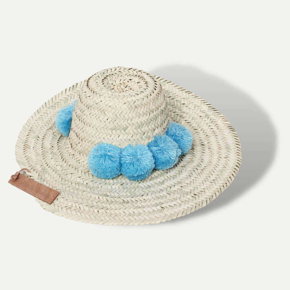 Set Of 2 Handwoven Moroccan Pompom Straw Beach Hat image 11