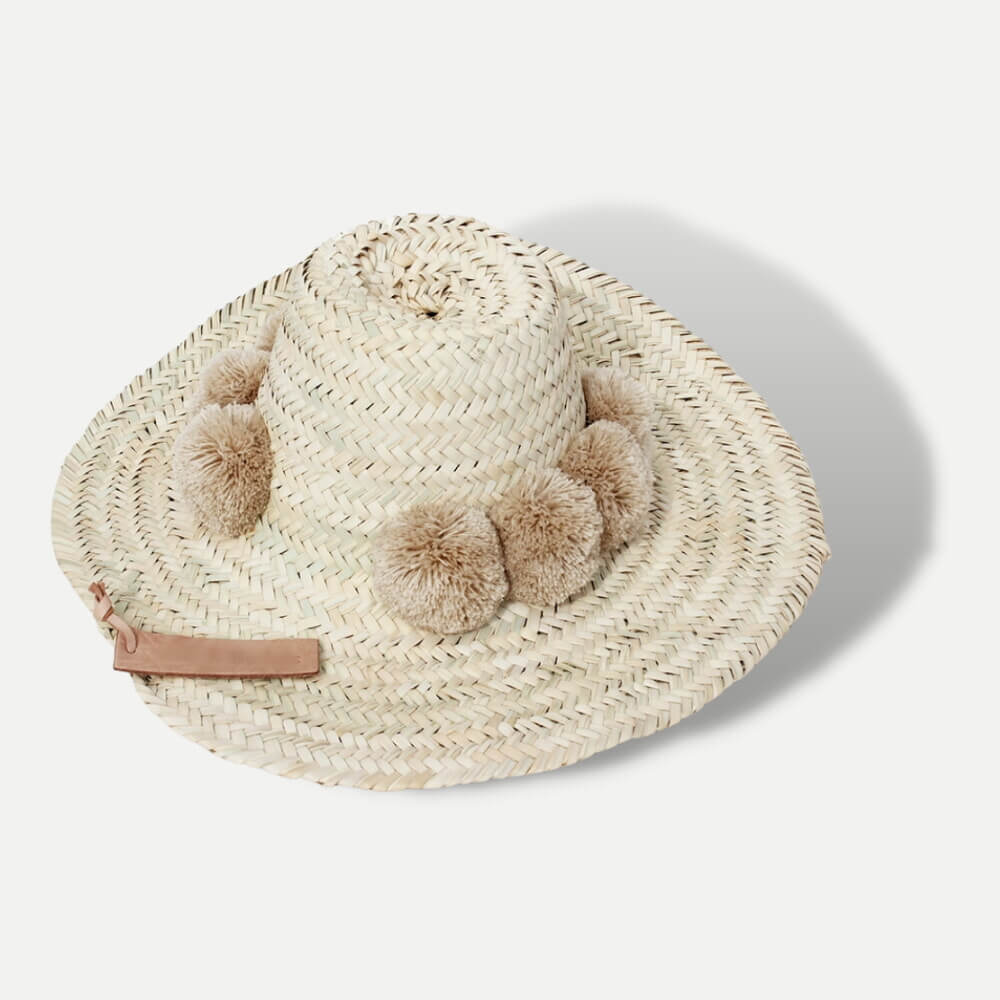 Set Of 2 Handwoven Moroccan Pompom Straw Beach Hat image 12