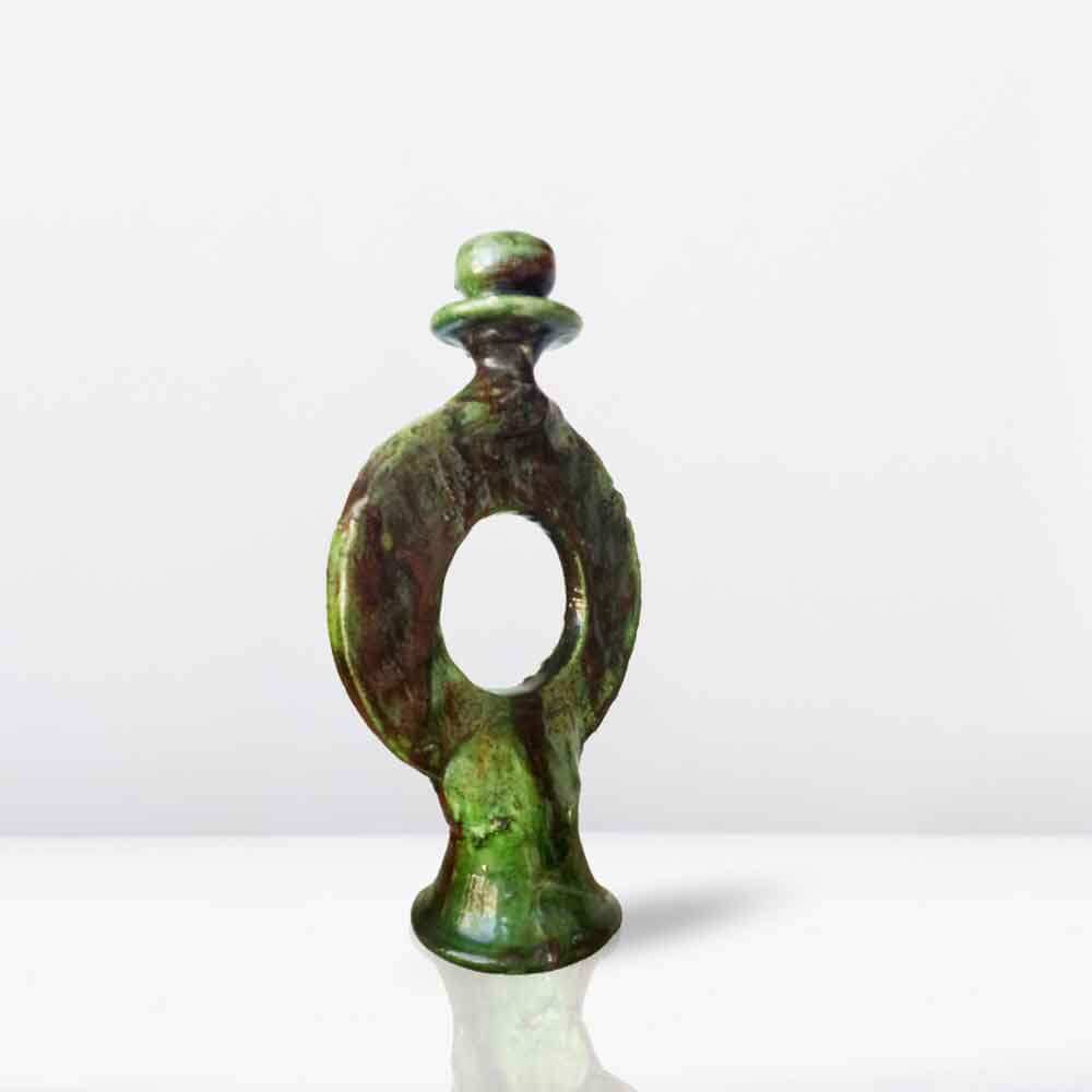 Handmade Round Green Pottery Candlestick from Tamegroute – 11.8″ image 5