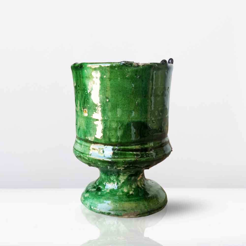 Set of 2 Tamegroute Pottery Mugs – Handcrafted Green Ceramic Drinkware image