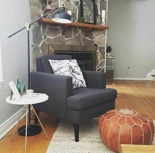 Tan Leather Floor Ottoman 21″ – Handcrafted Pouf with Star Design image 5