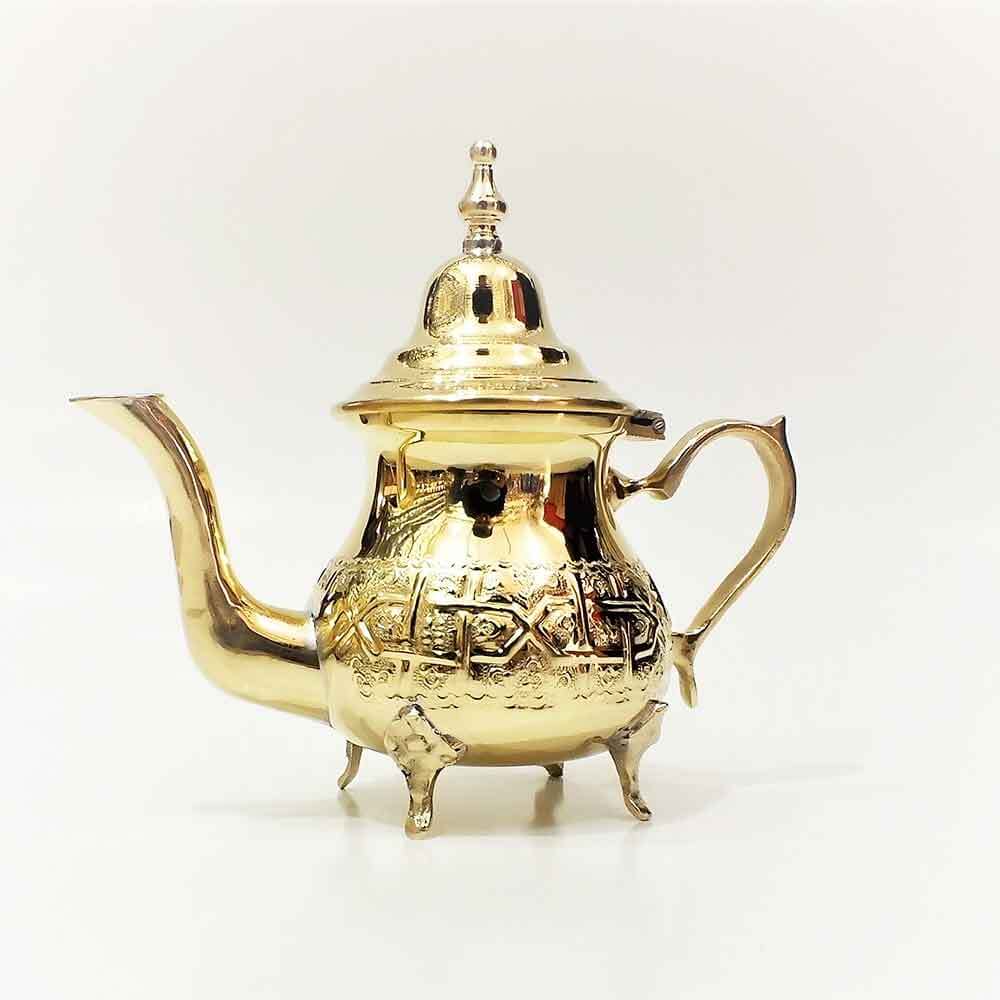 Gold-Plated Engraved Teapot 2-12 Cup – Artisan Brass Design image
