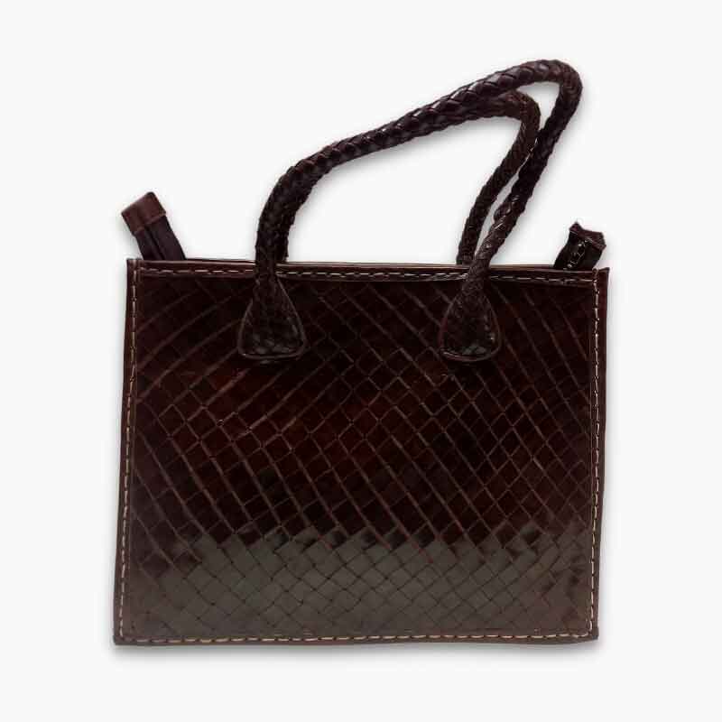Woven Leather Tote Bag – Handcrafted Basketweave Handbag image 9