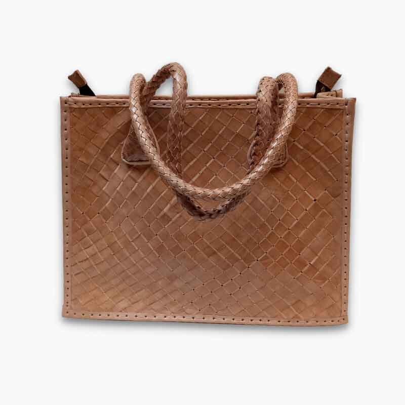 Woven Leather Tote Bag – Handcrafted Basketweave Handbag image 8