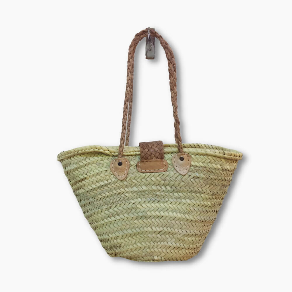 Leather-Trimmed Straw Tote Bag – Handwoven Beach Market Basket image 10