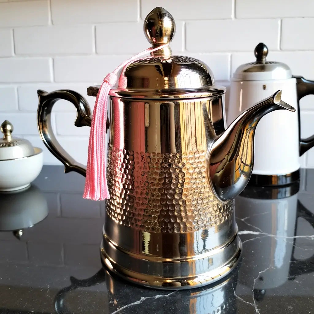 Hammered Brass Coffee Pot Silver-Plated – Traditional Stand image 4