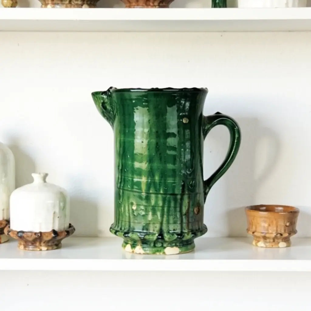 Tamegroute Ceramic Pitcher – Handmade Moroccan Water Jug with Green Glaze image 8