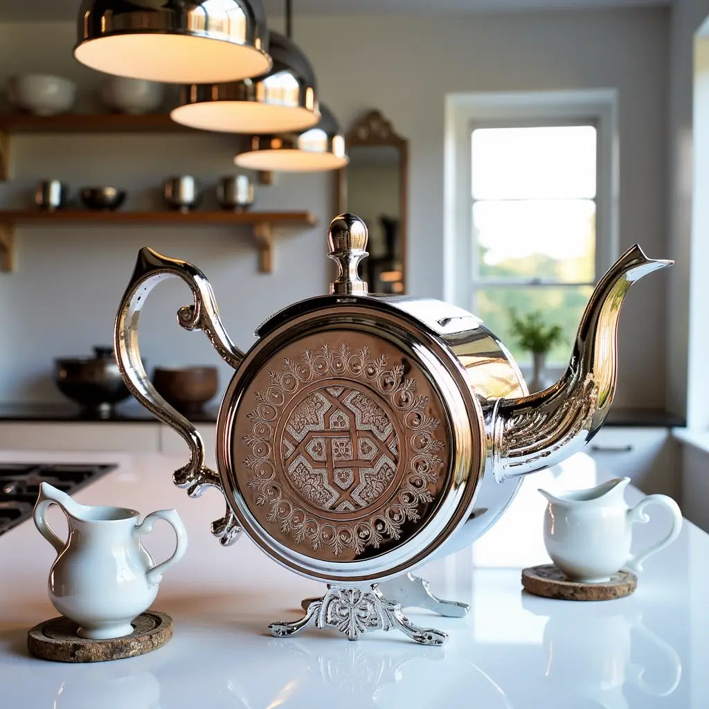 Round Display Teapot Silver-Plated – Decorative Stand Design image 4