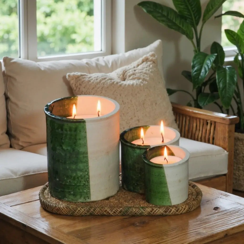 Artisanal Tamegroute Ceramic Candle – Handmade Multi-Wick Collection image 6
