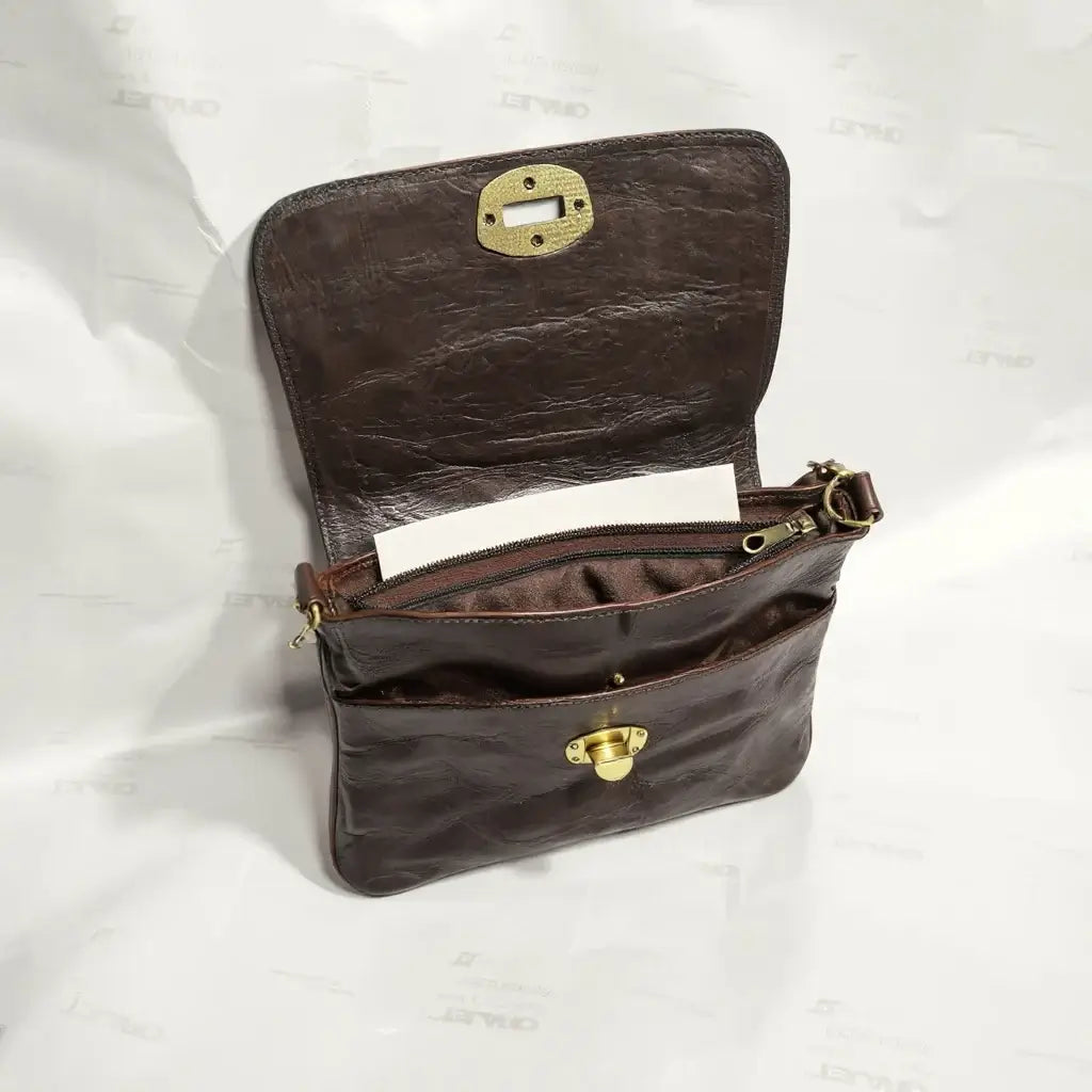 Dark Brown Leather Crossbody Bag – Handcrafted Messenger Purse image 6