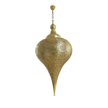 Brass Teardrop Pendant Light 39″ – Hand-Pierced Palace Ceiling Lamp image