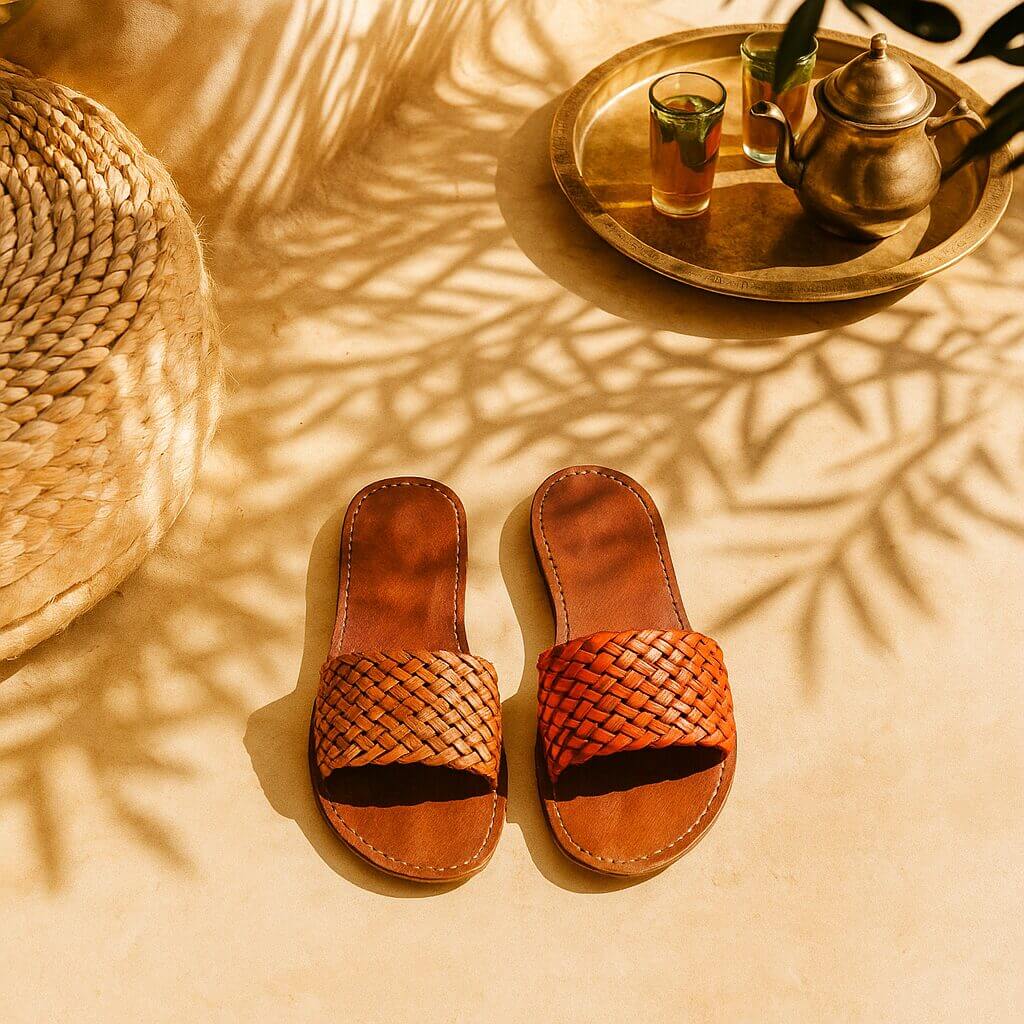 Riad Breeze Leather Slides – Hand-Woven Moroccan Sandals image 6