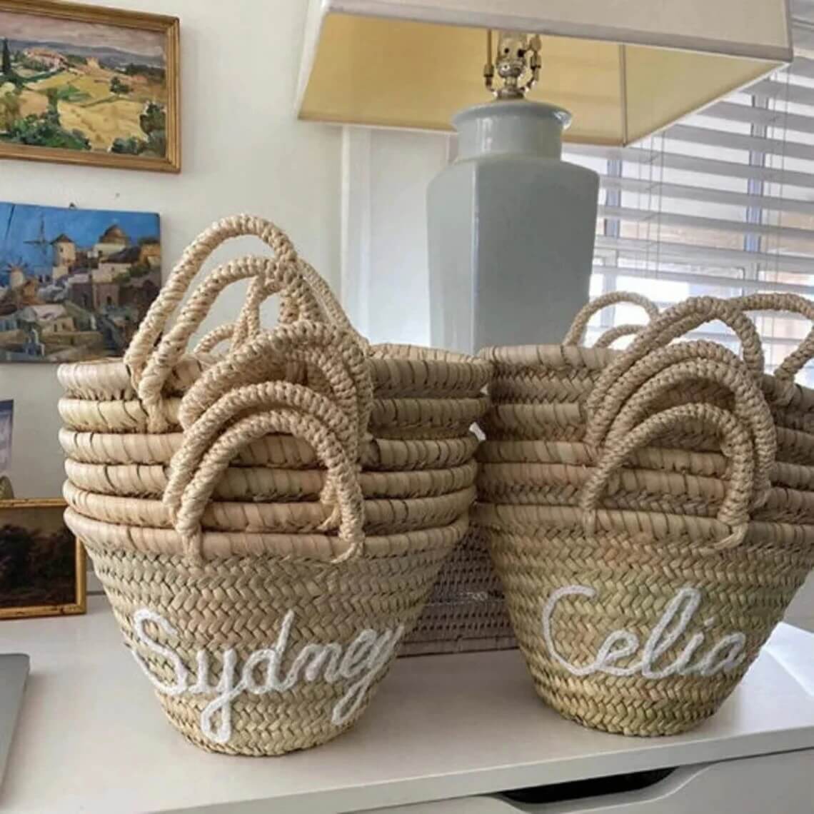 Personalized Mini Straw Bags, Set of 4 – Custom Wedding & Party Favors image 4