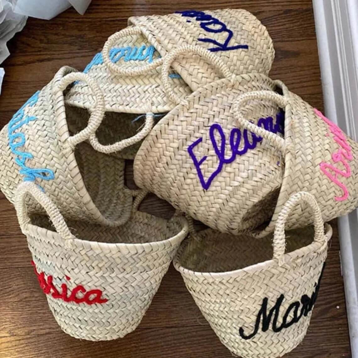 Personalized Mini Straw Bags, Set of 4 – Custom Wedding & Party Favors image 5