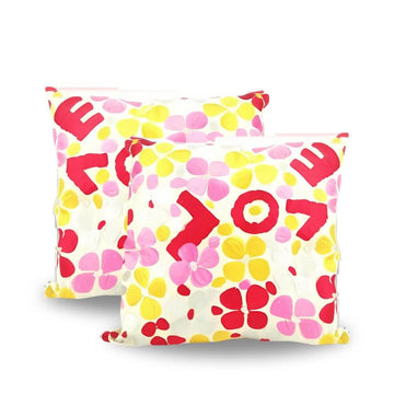 Floral Love Print Cotton Pillow Set 17.4″ – Vibrant Decorative Cushion Covers image